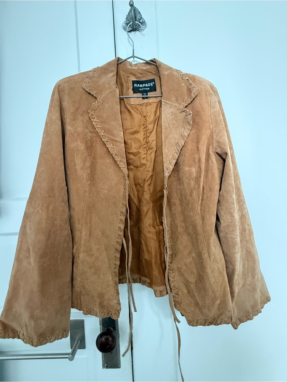 Rampage Tan Suede Blazer with Whipstitch Trim
